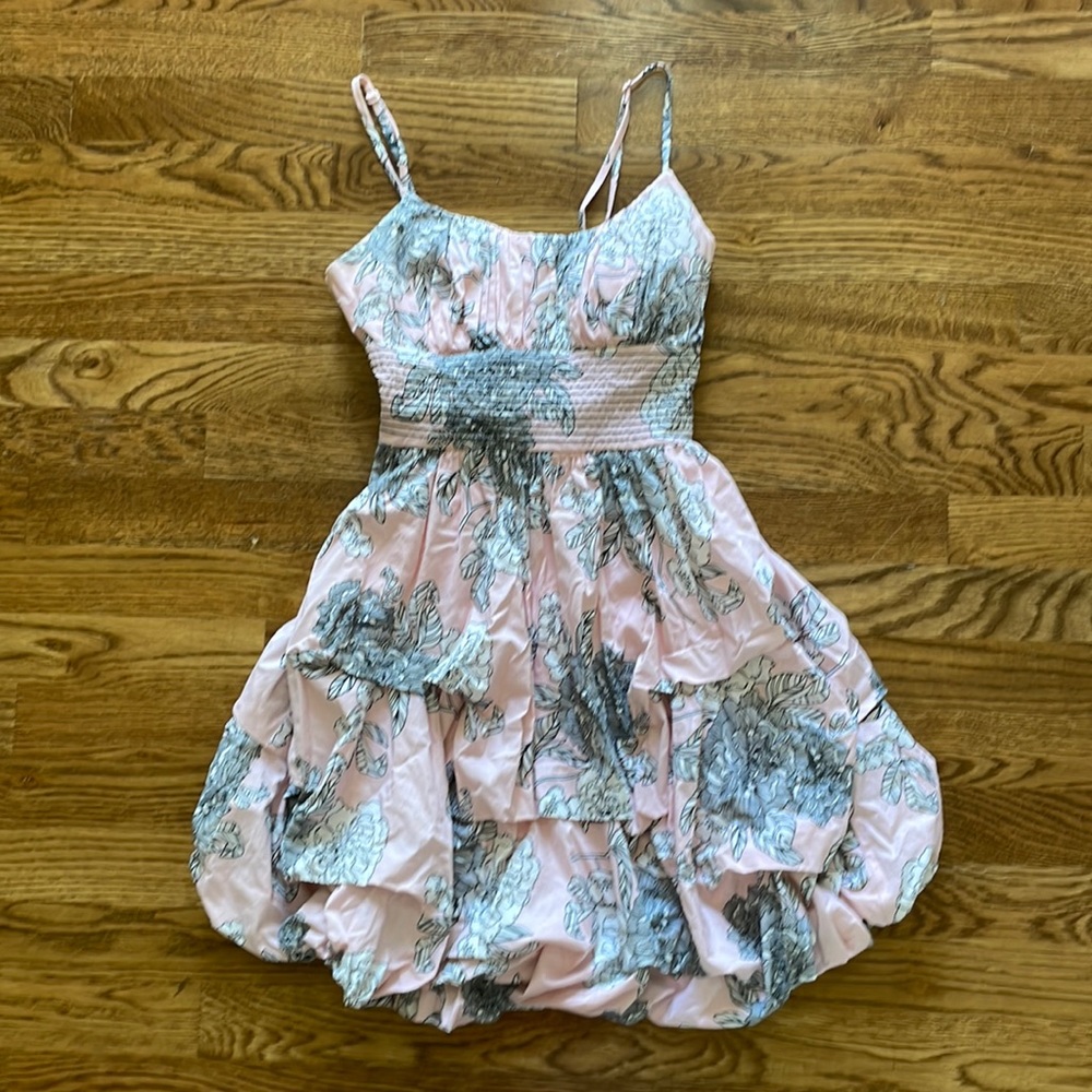 B.Darlin Dress Pink w. Black Flowers Size 1/2
